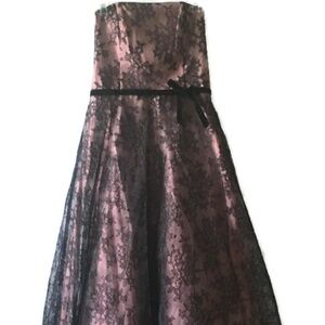 Lace Overlay Strapless Long Full Skirt Dre…